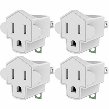 Picture of ETL Listed 3-2 Prong Grounding Outlet Adapter, JACKYLED 3 Prong to 2 Prong Adapter Converter, Portable Fireproof 200 Resistant Heavy Duty Wall Outlet Plug for Household Appliances Industrial, 4 Pack