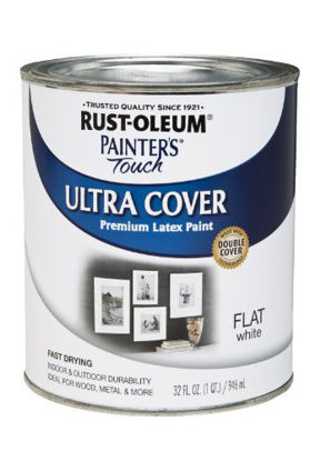 Picture of Rust-Oleum 1990502 Painter's Touch Latex Paint, Quart, Flat White
