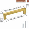 Picture of Brushed Brass Drawer Pulls Kitchen Cabinet Door Handle - Goldenwarm LSJ12GD160 Gold Cabinet Pulls Modern Square Drawer Dresser Knobs Furniture Hardware Cupboard Pulls 6-1/4" Hole Center 30 Pack