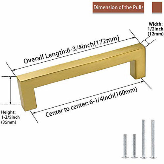 GetUSCart Brushed Brass Drawer Pulls Kitchen Door Handle