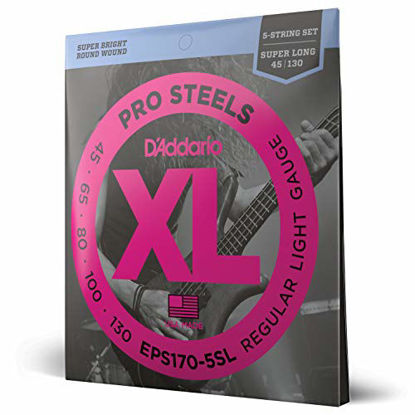 Picture of D'Addario EPS170-5SL 5-String ProSteels Bass Guitar Strings, Light, 45-130, Super Long Scale