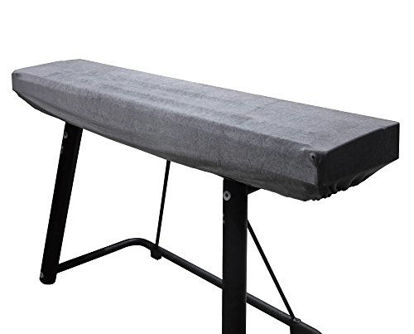 Picture of WOMACO Piano Keyboard Cover Stretchy Plush Velvet Dust Cover for 76-88 Keys Digital Piano Keyboard (Gray)