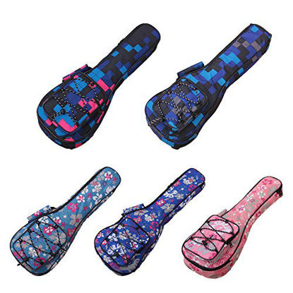 Picture of HOT SEAL 10MM Waterproof Durable Colorful Ukulele Case Bag with Storage (23/24in, Pink flowers)