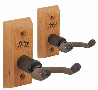 Picture of Ukulele Hanger Wooden Wall Mount Made in the USA or Mandolin Hanger - Cherry Hardwood - by String Swing CC01UK-C2 (2 Pack)