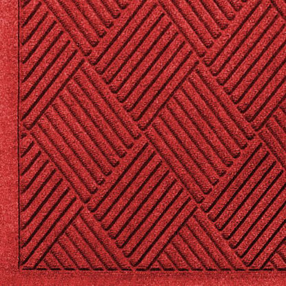 Picture of M+A Matting WaterHog Diamond | Commercial-Grade Entrance Mat with Fabric Border - Indoor/Outdoor, Quick Drying, Stain Resistant Door Mat (Solid Red, 4' x 6')