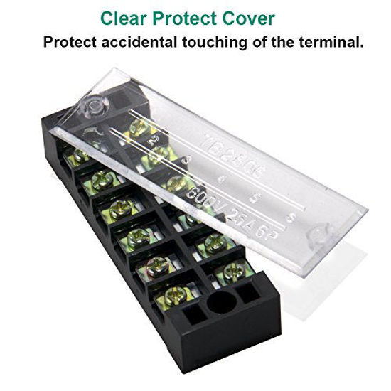 10pcs  5 Sets  5 Positions Dual Row 600V 15A Screw Terminal Strip Blocks With Cover 400v 15a 5 Positions Pre Insulated Terminals Barrier Strip Black Red By Milapeak