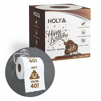 Picture of bA1 Gag Gifts - Happy 40th Birthday Toilet Paper - Prank, Decoration, or Gift Idea - Ultra Soft, Strong 'n Sturdy - 3 Ply