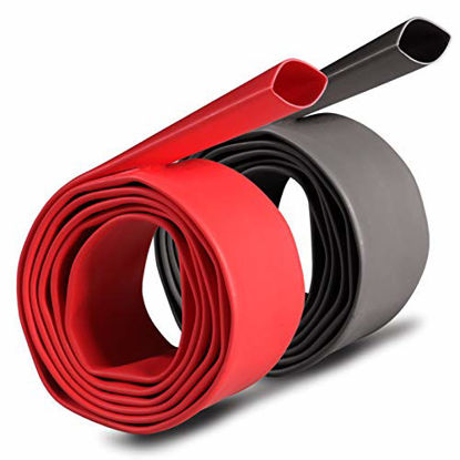Picture of 2 Pack 3/4 inch 3:1 Waterproof Heat Shrink Tubing Kit, Large Marine Dual Wall Adhesive Shrinkable Wire Wrap Tube, Insulation Sealing Wear-Resistant Cable Protector by YUKSY (4ft, Black & Red)
