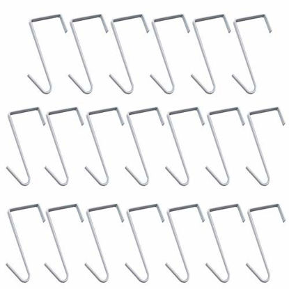 Picture of 20 Pcs White Metal Z Hooks Over The Door Hook,Z Hooks for Hanging Coats,Hats,Robes,Towels,Umbralla