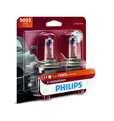 Picture of Philips Automotive Lighting 9003 X-tremeVision Upgrade Headlight Bulb with up to 100% More Vision, 2 Pack, 9003XVB2