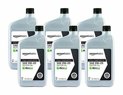 Picture of AmazonBasics Full Synthetic Motor Oil - 0W-20 - 1 Quart - 6 Pack