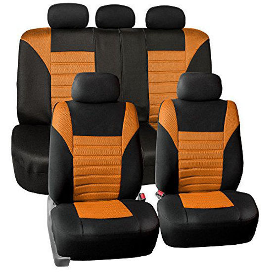 Picture of FH Group FB068ORANGE115 Orange Universal Car Seat Cover (Premium 3D Air mesh Design Airbag and Rear Split Bench Compatible)