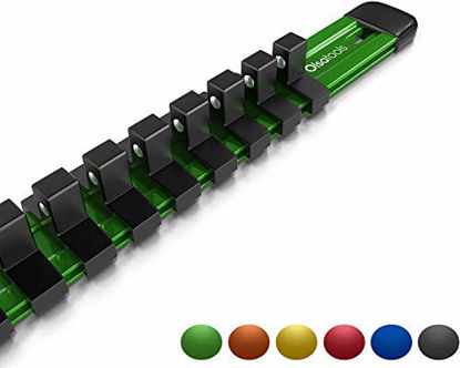 Picture of Olsa Tools 1/4-Inch Drive Aluminum Socket Organizer | Premium Quality Socket Holder (Green)
