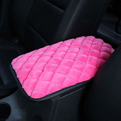 Picture of Forala Auto Center Console Pad PU Leather Car Armrest Seat Box Cover Protector Universal Fit (Pink-Plush)
