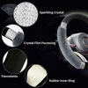 Picture of Achiou Fluffy Steering Wheel Cover for Women, Universal Rhinestone Bling Comfortable Non-Slip Luxurious Faux Wool & Glam Vehicle for Ladies, Girls, 15 Inch