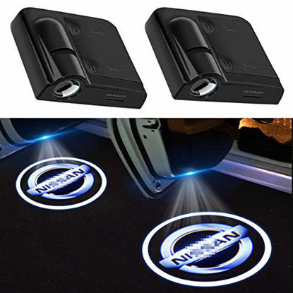Picture of 2Pcs for Car Door Lights Logo for NISSAN, Car Door Led Projector Lights Shadow Ghost Light,Wireless Car Door Welcome Courtesy Lights Logo