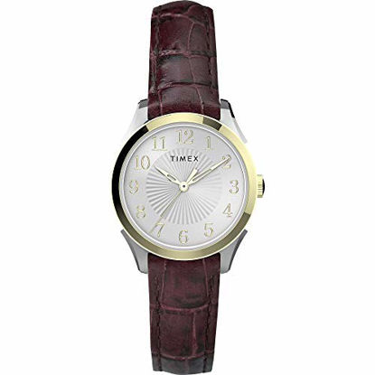 Picture of Timex Women's Briarwood 28mm Analog Quartz Leather Strap, Brown, 14 Casual Watch (Model: TW2U681009J)