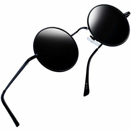 Picture of Joopin Polarized Lennon Round Sunglasses Women Men Circle Hippie Sun Glasses (Black)