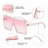 Picture of GRFISIA Square Oversized Sunglasses for Women Men Flat Top Fashion Shades (Clear Pink Frame- Pink Lens, 2.56)