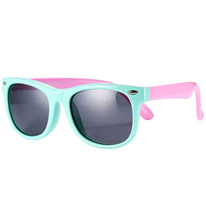 Picture of Pro Acme TPEE Rubber Flexible Kids Polarized Sunglasses for Baby and Children Age 3-10 (Mint Green Pink/48)