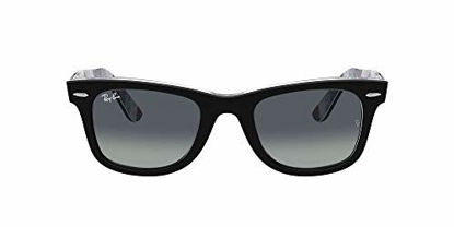 Picture of Ray-Ban unisex adult Rb2140 Original Wayfarer Sunglasses, Black/Light Grey Blue Gradient, 50 mm US