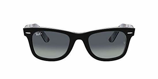 Picture of Ray-Ban unisex adult Rb2140 Original Wayfarer Sunglasses, Black/Light Grey Blue Gradient, 50 mm US