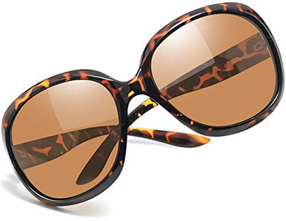 Picture of Joopin Oversized Polarized Sunglasses for Women, Ladies Vintage Thick Big Frame Sun Glasses Shades for Women (Leopard Brown)