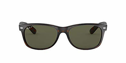Picture of Ray-Ban unisex adult Rb2132 New Wayfarer Polarized Sunglasses, Tortoise/Polarized Green, 58 mm US