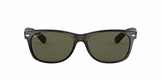 Picture of Ray-Ban unisex adult Rb2132 New Wayfarer Polarized Sunglasses, Tortoise/Polarized Green, 58 mm US
