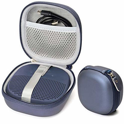 Picture of Midnight Blue Protective Case for Bose SoundLink Micro Bluetooth Speaker, Best Color and Shape Matching, Featured Secure and Easy Pulling Out Strap Design, Mesh Pocket for Cable and accessorie