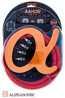 Picture of Alphasonik AAK0G Premium 0-Gauge Complete Car Amplifier Installation Kit Hyper-Flex Power, Ground, Speaker Wire RCA Cable - Exceeds AWG (American Wire Gauge) Standard Element Certified Amp Install Kit