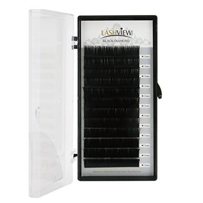 Picture of LASHVIEW Mink False Lashes Ellipse Eyelash Extensions 0.15mm D Curl 13mm Flat Eyelash Extension Mink Eyelashes Lashes Extension Flat Lash Extension Black Mink Lashes Extensions Salon Use