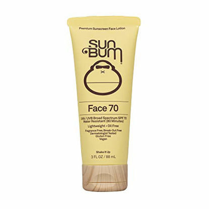 Picture of Sun Bum Original SPF 70 Sunscreen Face Lotion | Vegan and Reef Friendly (Octinoxate & Oxybenzone Free) Fragrance-Free Moisturizing Broad Spectrum UVA/UVB Sunscreen With Vitamin E | 3 Oz, 1 count