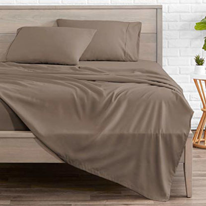 Picture of Bare Home Twin XL Sheet Set - College Dorm Size - Premium 1800 Ultra-Soft Microfiber Sheets Twin Extra Long - Double Brushed - Hypoallergenic - Wrinkle Resistant (Twin XL, Taupe)