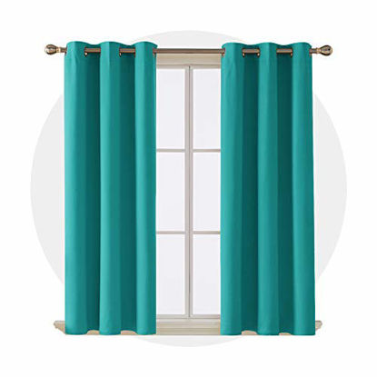 Picture of Deconovo Room Darkening Thermal Insulated Blackout Grommet Window Curtain Panel for Nursery Room, Turquoise,42x95-Inch,1 Panel