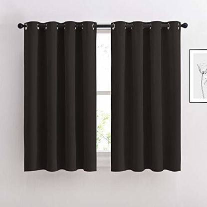 Picture of NICETOWN Bedroom Blackout Curtains and Drapes - Triple Weave Thermal Insulated Solid Grommet Blackout Panels for Basement(1 Pair, 52 inches by 45 Inch, Toffee Brown)