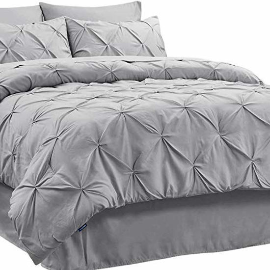 Getuscart Bedsure King Comforter Sets Size Set 8 Pieces Grey 1 Bed In A Bag 102x90 Inches 2 Pillow Shams Flat Sheet Fitted Skirt Pillowcases Getuscart Bedsure King Comforter Sets, White King Comforter Bed In A Bag