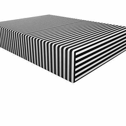 Picture of NTBAY Microfiber Striped King Fitted Sheet, Black and White Deep Pocket Bed Sheet, Wrinkle, Fade, Stain Resistant