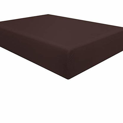 Picture of NTBAY Microfiber California King Fitted Sheet, Wrinkle, Fade, Stain Resistant Deep Pocket Bed Sheet, Dark Brown