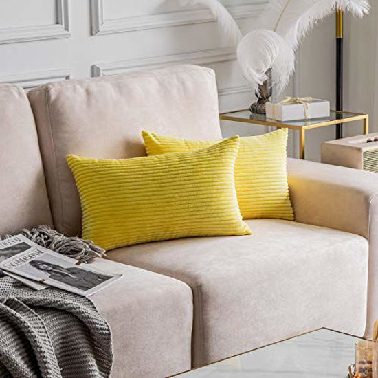 Picture of Home Brilliant Lumbar Pillow Covers Decoration Supersoft Striped Decorative Toss Accent Pillowcases for Couch Toddler Bench Sofa, 2 Packs, Sundress, (30x50 cm, 12x20inch)