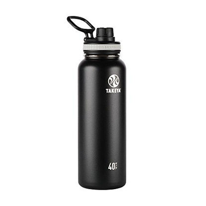 Picture of Takeya Originals Vacuum-Insulated Stainless-Steel Water Bottle, 40oz, Black
