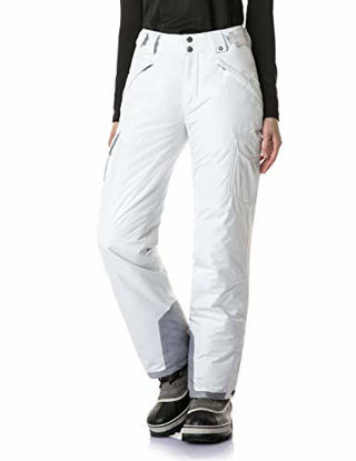 Picture of TSLA DRST Women's Winter Snow Pants, Waterproof Insulated Ski Pants, Ripstop Snowboard Bottoms, Snow Cargo(xkb92) - White, Medium