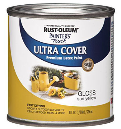Picture of Rust-Oleum 1945730 Painter's Touch Latex Paint, Half Pint, Gloss Sun Yellow
