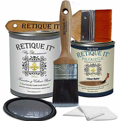 Picture of Retique It Chalk Furniture Paint by Renaissance DIY, Poly Kit, 06 Greystone, 32 Ounces