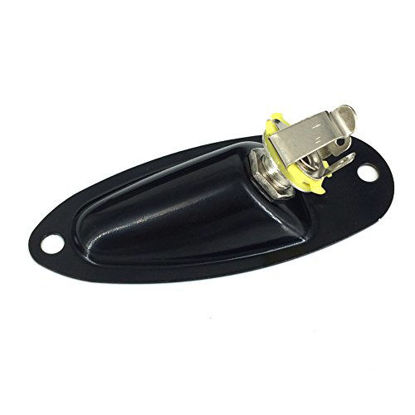 Picture of Greenten Loaded Jack Socket Plate with Screws for FD Strat Stratocaster Electric Guitar Replacement (Black)