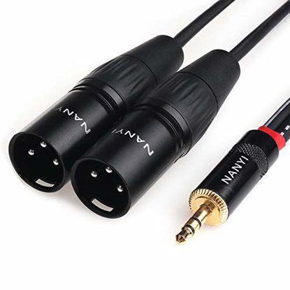 Picture of NANYI XLR 3.5mm Male Splitter Cables, TRS Stereo Male to Two XLR Male Interconnect Audio Microphone Cable, Y Splitter Adapter Cable 1.5M (5FT)