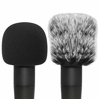 Picture of SM57 Pop Filter Foam Cover - Mic Windscreen with Furry Wind Screen Windjammer for Shure SM-57 Microphone to Blocks Out Plosives by YOUSHARES (2 PCS)