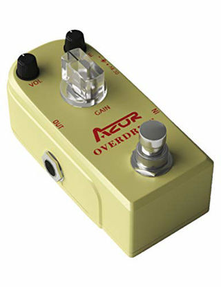 Picture of AZOR Vintage Overdrive Classical Electronic Guitar Effect Pedal with True bypass Aluminum Alloy Golden