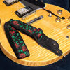Picture of KLIQ Vintage Woven Guitar Strap for Acoustic and Electric Guitars | '60s Jacquard Weave Hootenanny Style | 2 Rubber Strap Locks Included, Red Rose