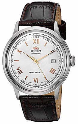 Picture of Orient Men's 2nd Gen. Bambino Ver. 2 Stainless Steel Japanese-Automatic Watch with Leather Strap, Brown, 21 (Model: FAC00008W0)